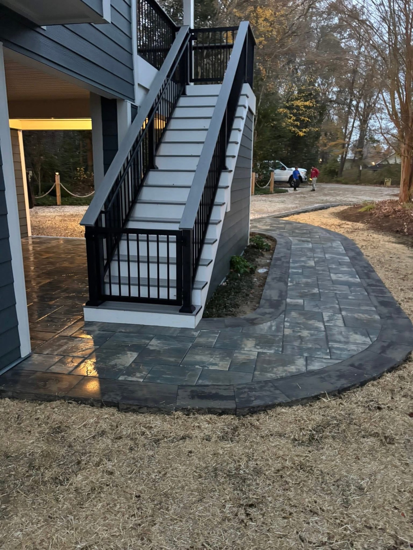 Elevated deck + paver walkway